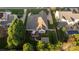 Aerial view showcasing home, backyard, and pool at 1108 Butterburr Dr, Matthews, NC 28104