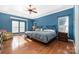 Spacious bedroom with hardwood floors and blue walls at 1108 Butterburr Dr, Matthews, NC 28104