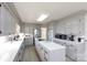 Modern kitchen with gray cabinets, white countertops, and an island at 1226 Twin Lakes Rd, Rock Hill, SC 29732