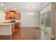 Bright dining area with hardwood floors and sliding glass doors at 14509 Batteliere Dr, Charlotte, NC 28278