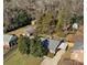 Aerial view of ranch house with detached garage and large backyard at 1737 Edgewater Dr, Charlotte, NC 28210