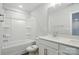 Bathroom featuring a large mirror, vanity with sink, and shower/tub combination at 5404 Verona Rd # 36, Charlotte, NC 28213