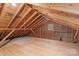 Unfinished attic space with wood flooring and exposed beams at 5910 Grosner Pl, Charlotte, NC 28211