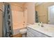 Bathroom with shower/tub combo and vanity at 6132 Pale Moss Ln, Charlotte, NC 28269