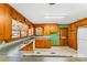 Kitchen with wood cabinets and green backsplash at 223 W 9Th St, Newton, NC 28658