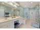 Spa-like bathroom with double vanity and garden tub at 8120 Oratorio Pl, Charlotte, NC 28270