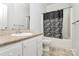 Clean bathroom with tub shower, sink vanity, and tile floor at 1485 Adkin Dr, Iron Station, NC 28080