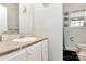Bathroom with a vanity, toilet and shower/tub combo at 1485 Adkin Dr, Iron Station, NC 28080
