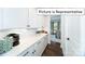 White kitchen with hexagon tile backsplash and modern appliances at 2019 Canvasback Way, Indian Trail, NC 28079