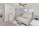 Main bedroom with tufted headboard and ceiling fan at 226 J.P. Dr, Albemarle, NC 28001
