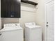 Laundry room with washer, dryer, and cabinets at 145 Chertsey Dr, Mooresville, NC 28115