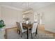 Elegant dining room with hardwood floors, chandelier, and large art at 2717 Madison Oaks Ct, Charlotte, NC 28226