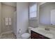 Clean bathroom with shower, toilet and vanity at 17627 Caddy Ct, Charlotte, NC 28278