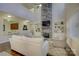 Spacious living room with stone fireplace and high ceilings at 17627 Caddy Ct, Charlotte, NC 28278
