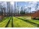 Landscaped backyard with tall trees and wooden fence at 1906 Lakedell Dr, Charlotte, NC 28215