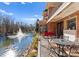 Lovely patio overlooks a serene pond with a fountain feature at 2310 La Maison Dr, Charlotte, NC 28226