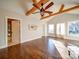 Large main bedroom with hardwood floors and access to the bathroom at 535 Brooklyn Ave, Cramerton, NC 28032