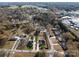 Aerial view of a residential neighborhood, featuring two houses and a swimming pool at 719 Greenbriar Dr, Matthews, NC 28104