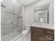 Modern bathroom with walk-in shower at 719 Greenbriar Dr, Matthews, NC 28104