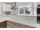 White kitchen features stainless steel appliances and white quartz countertops at 719 Greenbriar Dr, Matthews, NC 28104