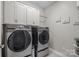 Laundry room with Samsung washer and dryer, and upper cabinets at 5259 Sweet Fig Way, Fort Mill, SC 29715