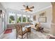 Relaxing sun room with comfortable seating and large windows offering scenic views of the lush greenery at 5981 Bison Ct, Fort Mill, SC 29707