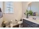 Clean bathroom with gray vanity and updated fixtures at 4008 Pinot Way, Indian Land, SC 29707