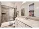 Modern bathroom with a shower/tub combo and updated vanity at 4008 Pinot Way, Indian Land, SC 29707