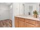 Bathroom with vanity, walk-in closet, and wood flooring at 9023 Daring Ct, Charlotte, NC 28215