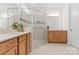 Double vanity bathroom with large walk-in shower at 9023 Daring Ct, Charlotte, NC 28215