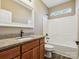 Clean bathroom with granite countertop vanity and a shower/tub combo at 1744 White Fawn Ln, Rock Hill, SC 29730