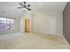 Spacious bedroom with vaulted ceiling and ceiling fan at 9182 Bonnie Briar Cir, Charlotte, NC 28277