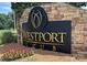 Westport Club community entrance with stone signage and landscaping at 1422 Spring Ridge Ln, Denver, NC 28037