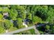 Aerial view of the home and surrounding wooded neighborhood at 3309 E Broad St, Statesville, NC 28625