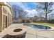 Relaxing backyard oasis with a fire pit and pool at 2008 Townsend Ave, Charlotte, NC 28205