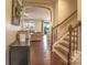 Foyer with hardwood floors and staircase leading to the upper level at 17611 Austins Creek Dr, Charlotte, NC 28278