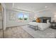 Spacious main bedroom featuring plush carpet, tray ceiling, and large windows offering scenic views at 5215 Hatcher Creek Rd # 40, Charlotte, NC 28215