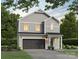 Two-story house with gray siding, dark garage door, and landscaping at 3024 Sadler Woods Ln, Charlotte, NC 28214