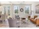Spacious living room with leather sofa, armchairs, and large windows at 3024 Sadler Woods Ln, Charlotte, NC 28214