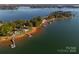 Wide angle view of lakefront homes and private docks at 111 Breezeview Pl, Mooresville, NC 28117