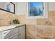 Small bathroom with granite countertop and single sink vanity at 111 Rapids Run Trl # 17, Iron Station, NC 28080