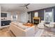 Living room with fireplace, hardwood floors, and neutral decor at 159 Charles Farm Dr, Cleveland, NC 27013