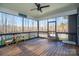 Relaxing screened porch with wooden deck and backyard view at 159 Charles Farm Dr, Cleveland, NC 27013