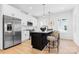 Modern kitchen features stainless appliances, black island, pendant lights, and white cabinets at 3709 Lou Ann Ave, Charlotte, NC 28208