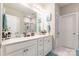 Bathroom with double vanity and a large walk-in shower at 5158 Turtle Creek Dr, Denver, NC 28037