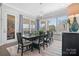 Dining room with large windows, hardwood floors, and a dark wood table at 11112 Benjamin Smith Ave, Huntersville, NC 28078