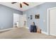 Spacious bedroom with plush carpeting and ceiling fan at 157 Highland Forest Dr, Clover, SC 29710