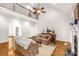 Open living room with hardwood floors, fireplace and high ceilings at 157 Highland Forest Dr, Clover, SC 29710