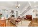 Spacious living room with hardwood floors, fireplace and high ceilings at 157 Highland Forest Dr, Clover, SC 29710