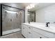 Modern bathroom with double vanity and shower at 18106 Pear Hawthorne Dr, Huntersville, NC 28078